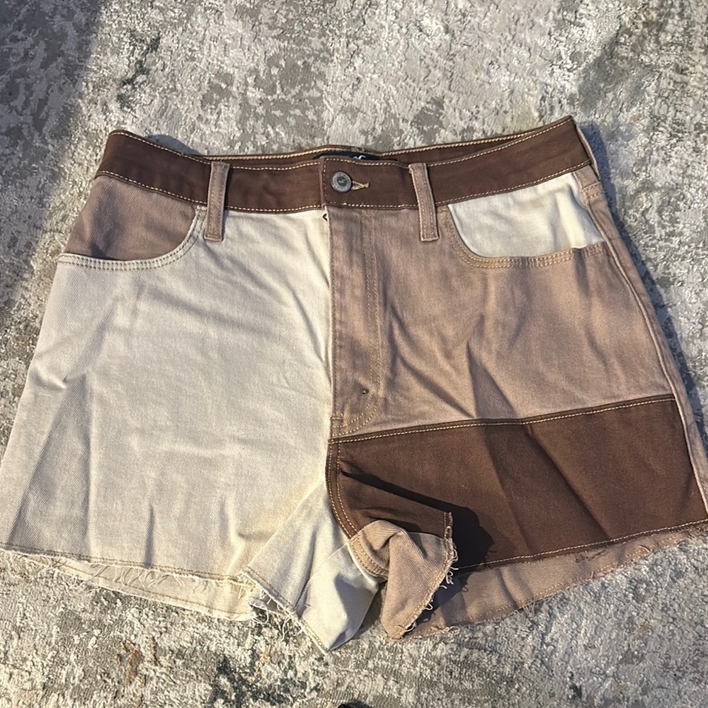 Two-Tone Brown and Cream Shorts
